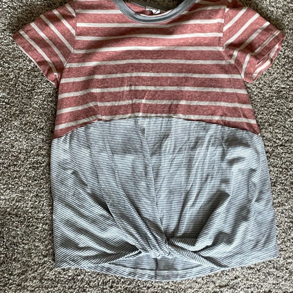 red and white striped tee